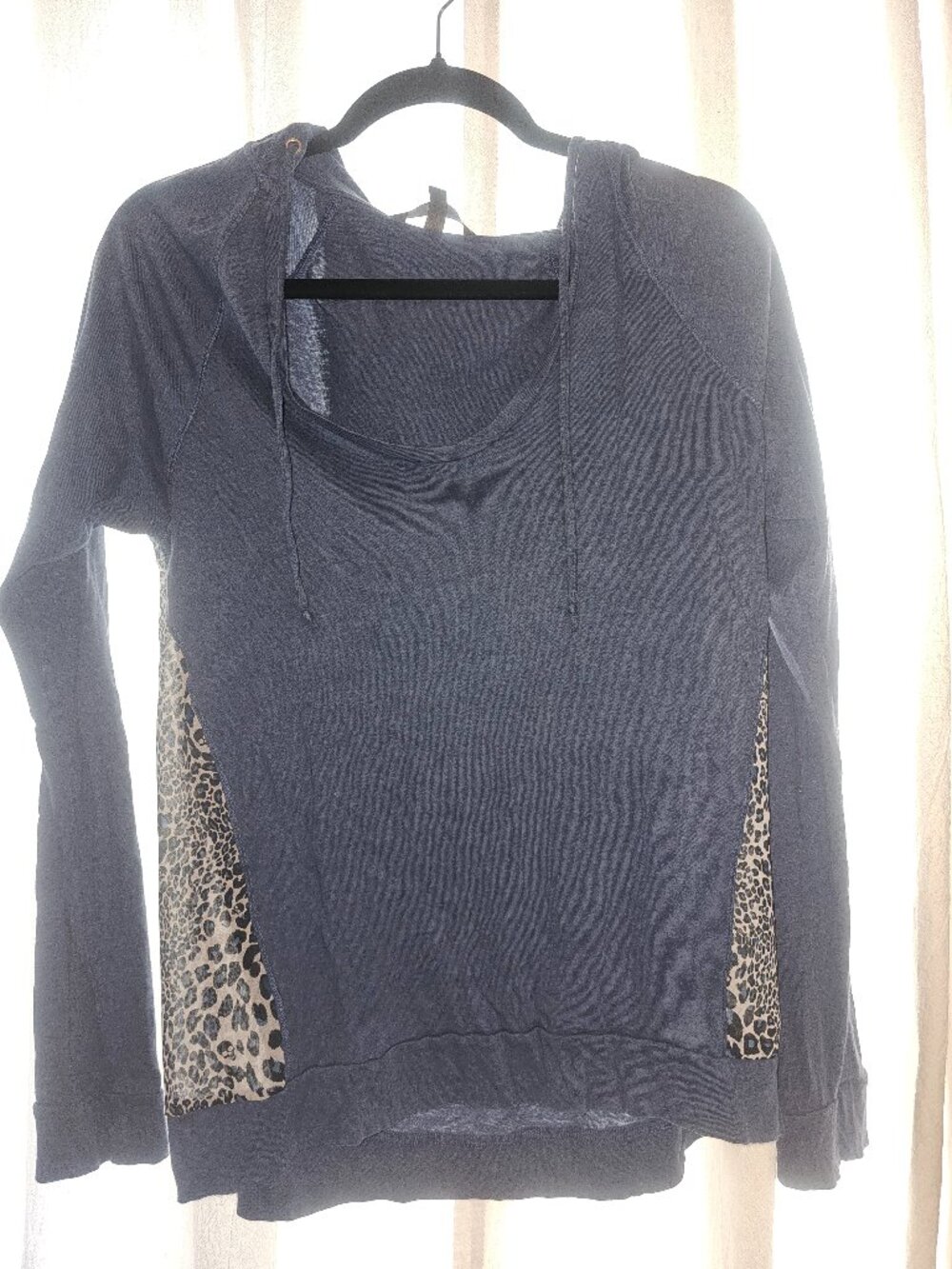 Victoria’s Secret S/P Blue Hoodie Leopard Print Side Panels Pullover